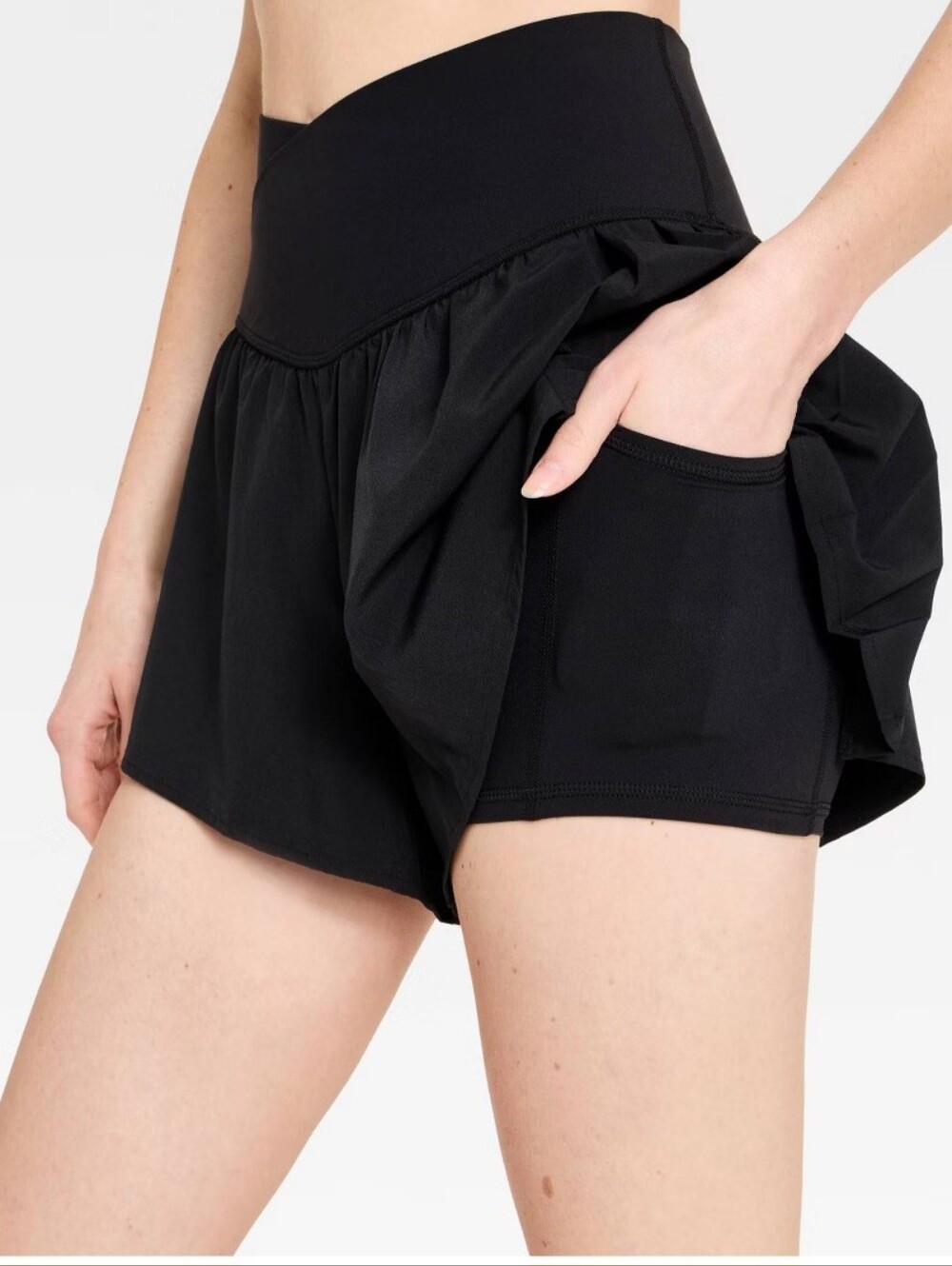 Women's Pleated Side Woven Shorts - JoyLab Black - Picture 4 of 4